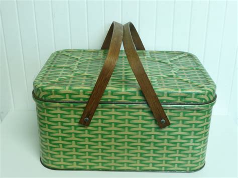 vintage metal picnic box|elegant picnic basket.